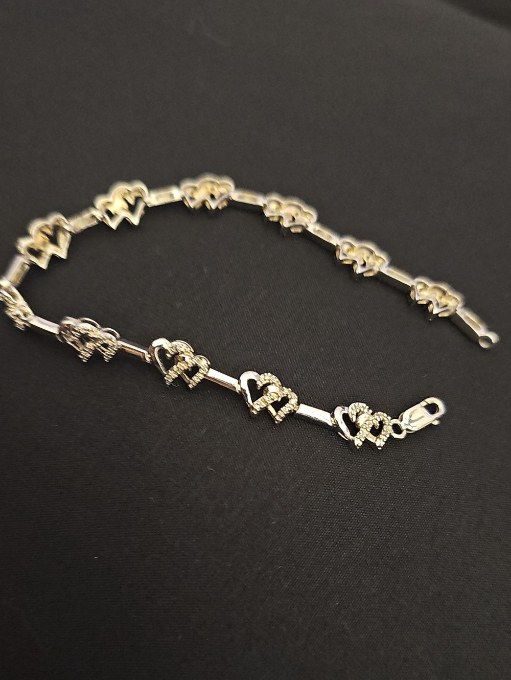Helzberg Diamonds Two-Tone Heart Link Bracelet in Gold and Silver